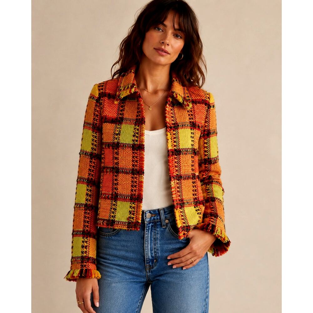 Juliana Collezione Plaid Wool Blend Blazer Clueless Boho Art to Wear size 8